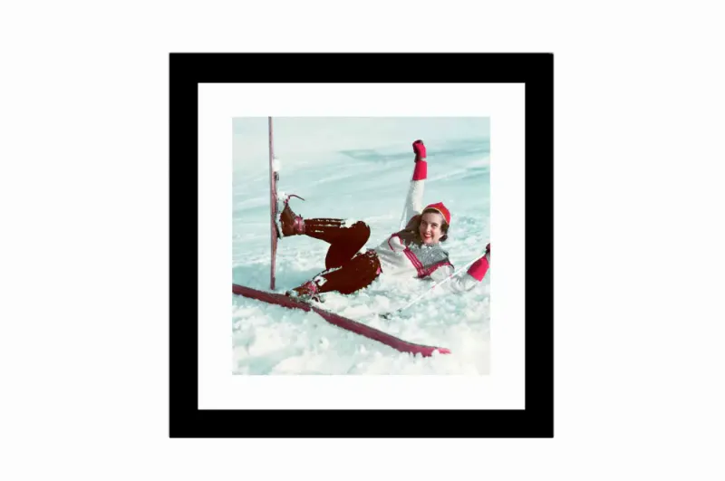 Bilde i glass sort treramme skifall 60x60 