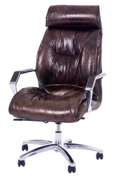 Kontorstol vintage brunt skinn