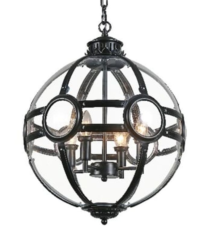 Taklampe Riga rund metall/glass D43 H58