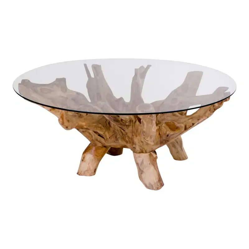 Teakbord med glass