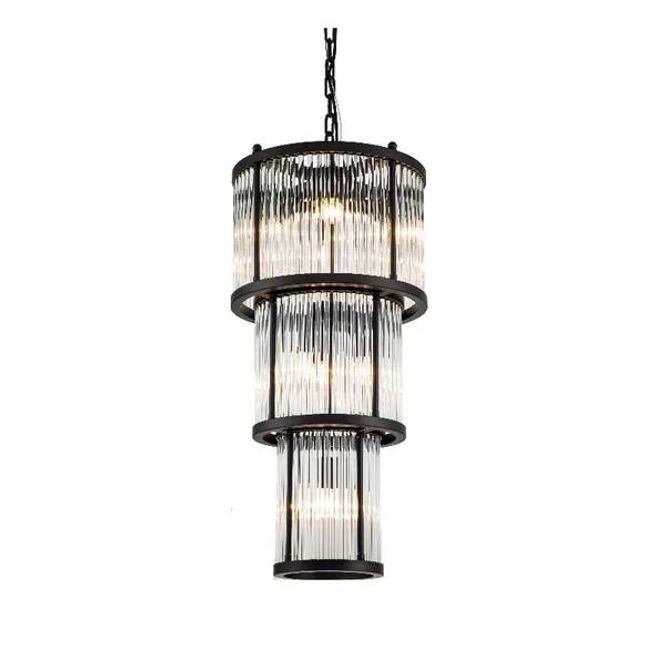 Hovedbilde Taklampe  Corona sort med klart glass 3 lag