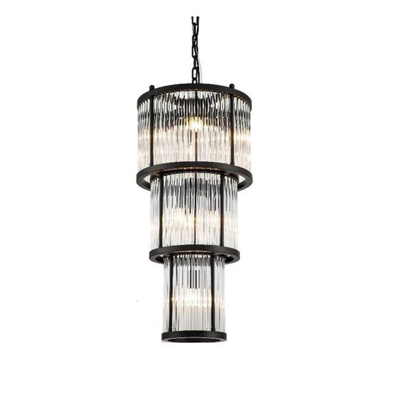 Taklampe  Corona sort med klart glass 3 lag
