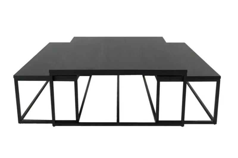 Salongbord Oceanside sett 3 bord 100x100x44/94x47x40 eik finer s